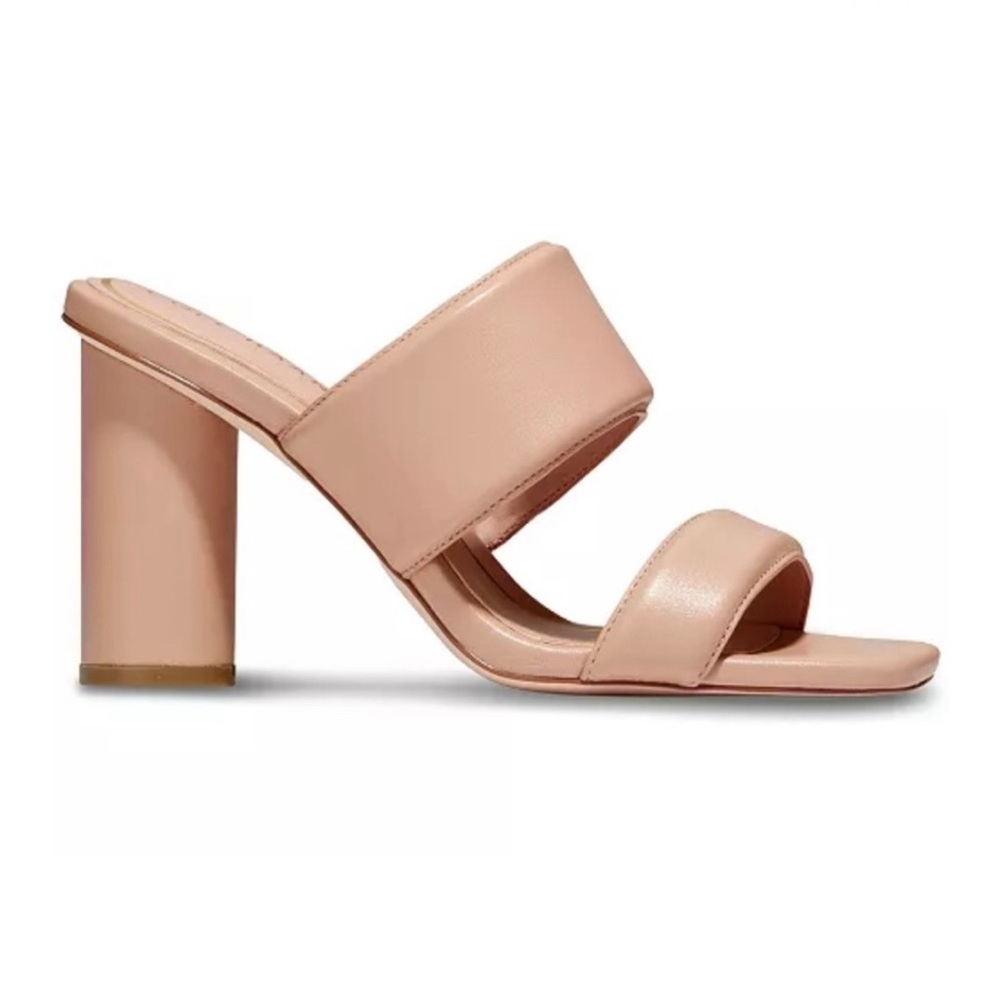NWOB COLE HAAN REINA 2 BAND BRUSH LEATHER SLIP ON OPEN TOE BLOCK HEEL SANDALS